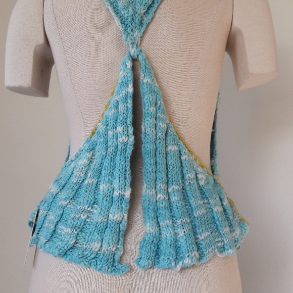 FREE PEOPLE Laguna Tank Blue Knit, Twist Back - Picture 3 of 6